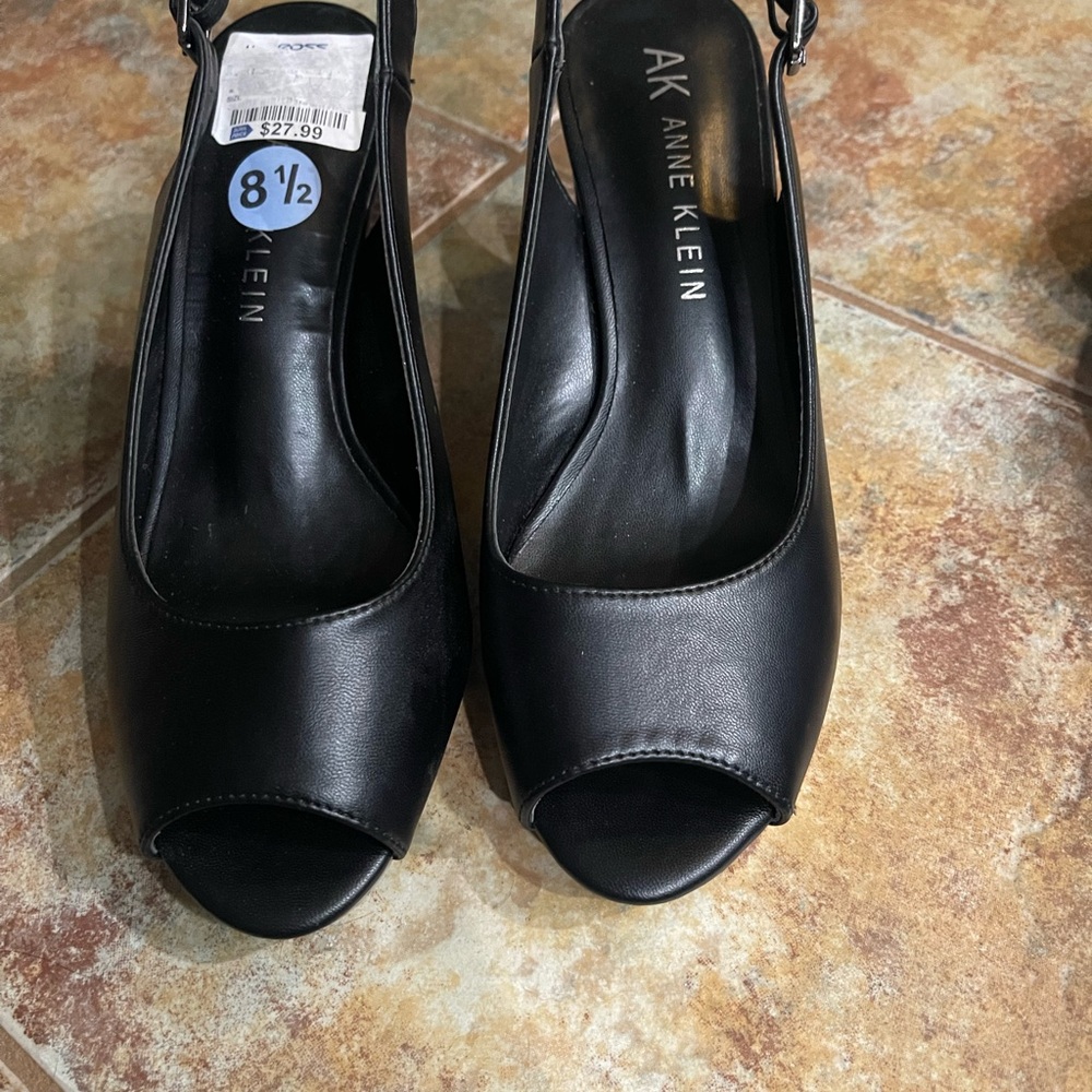 Anne Klein Black Peep Toe Heels